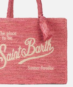 Borsa Colette in rafia rosa con ricami