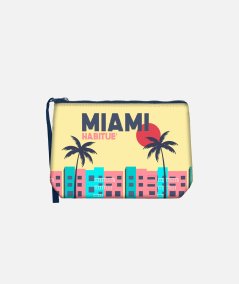 Pochette Aline in scuba con stampa miami postcard 92