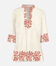 Abito corto da donna in lino fantasia coral 1041