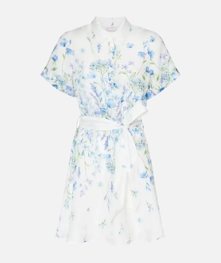 ABITO CORTO IN LINO LINEN FLOWER BLUE 01 - Duepistudio ***** Abbigliamento, Accessori e Calzature | Uomo - Donna