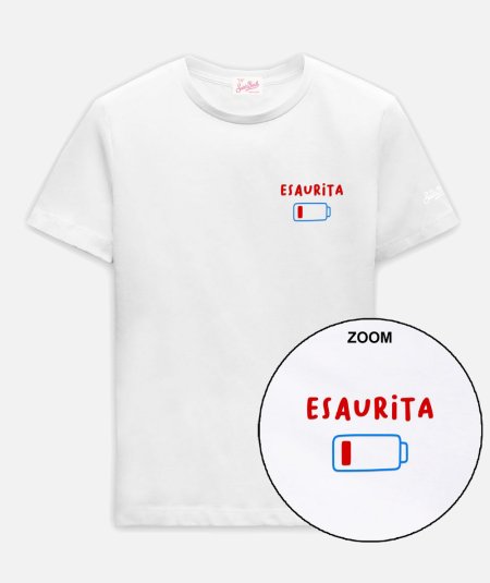 T-shirt in cotone con ricamo Esaurita - Duepistudio ***** Abbigliamento, Accessori e Calzature | Uomo - Donna