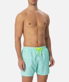 Costume da bagno boxer da uomo in tessuto leggero con stampa granchi
