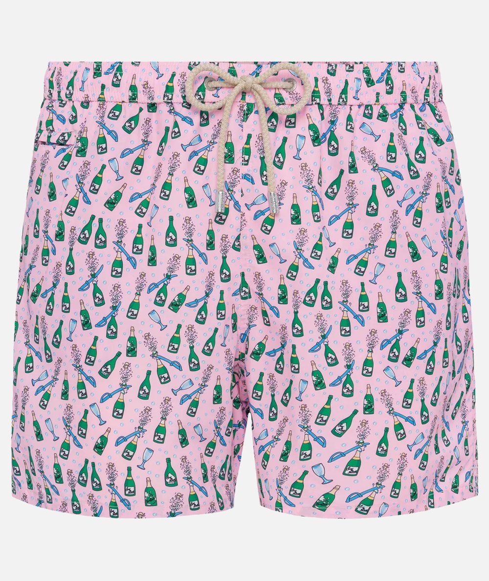 Costume da mare boxer Lighting in tessuto leggero con stampa sabrage e bottiglia