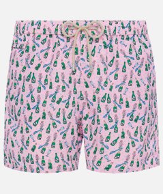 Costume da mare boxer Lighting in tessuto leggero con stampa sabrage e bottiglia