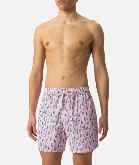 Costume da mare boxer Lighting in tessuto leggero con stampa sabrage e bottiglia