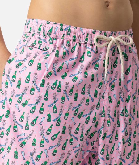 Costume da mare boxer Lighting in tessuto leggero con stampa sabrage e bottiglia
