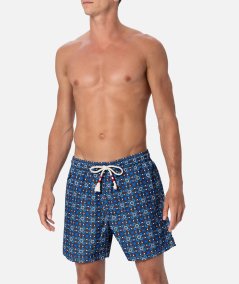 Costume da bagno boxer da uomo in tessuto leggero Lighting 70 con stampa maiolic