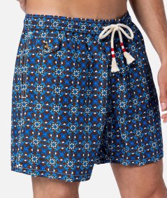 Costume da bagno boxer da uomo in tessuto leggero Lighting 70 con stampa maiolic