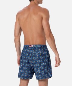 Costume da bagno boxer da uomo in tessuto leggero Lighting 70 con stampa maiolic