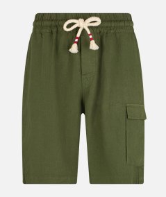 Bermuda Marseille in lino verde militare
