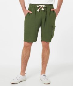 Bermuda Marseille in lino verde militare