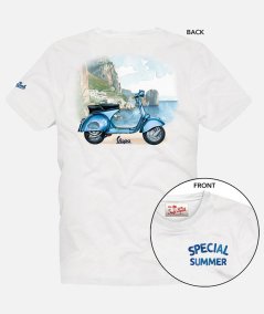 T-shirt da uomo con stampa piazzata e ricamo Vespa
