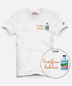 T-shirt Man in cotone con ricamo Portofino habituè