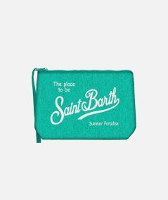 Pochette Aline effetto denim verde acqua