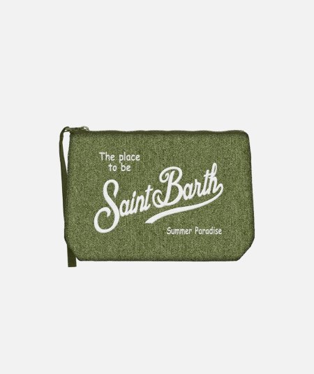 Pochette Aline effetto denim verde militare - Duepistudio ***** Abbigliamento, Accessori e Calzature | Uomo - Donna
