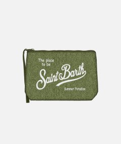 Pochette Aline effetto denim verde militare