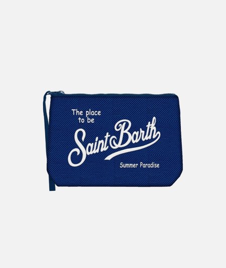Pochette in piqué blu navy Aline con ricamo Saint Barth - Duepistudio ***** Abbigliamento, Accessori e Calzature | Uomo - Donna