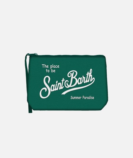 Pochette in piqué verde Aline con ricamo Saint Barth - Duepistudio ***** Abbigliamento, Accessori e Calzature | Uomo - Donna