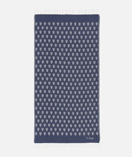 Telo mare Fouta in cotone fiore indaco
