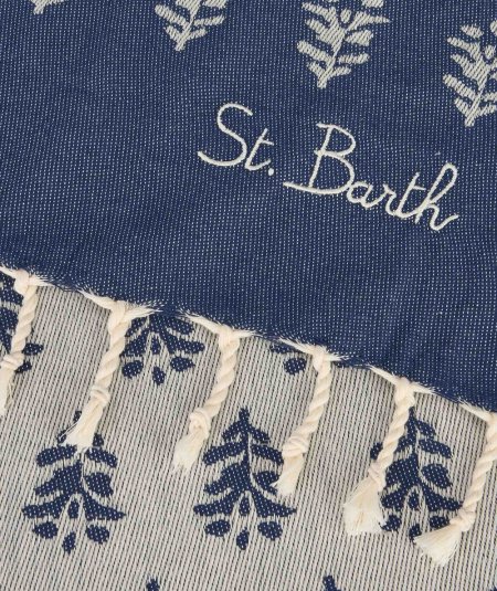 Telo mare Fouta in cotone fiore indaco