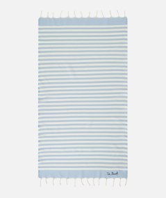 Telo mare in cotone Fouta con stampa a righe azzurre