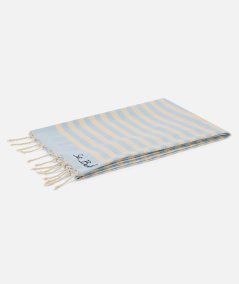 Telo mare in cotone Fouta con stampa a righe azzurre