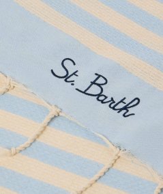 Telo mare in cotone Fouta con stampa a righe azzurre