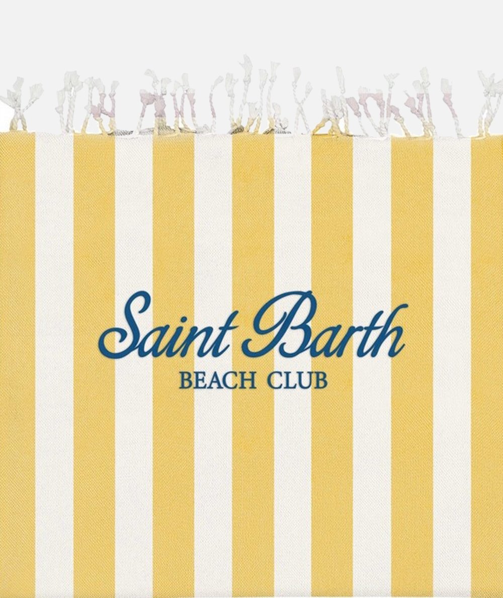 Fouta beach towel in light cotton with yellow striped print