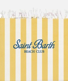 Fouta beach towel in light cotton with yellow striped print