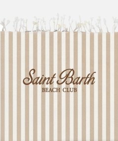 Fouta beach towel in light cotton with beige striped print