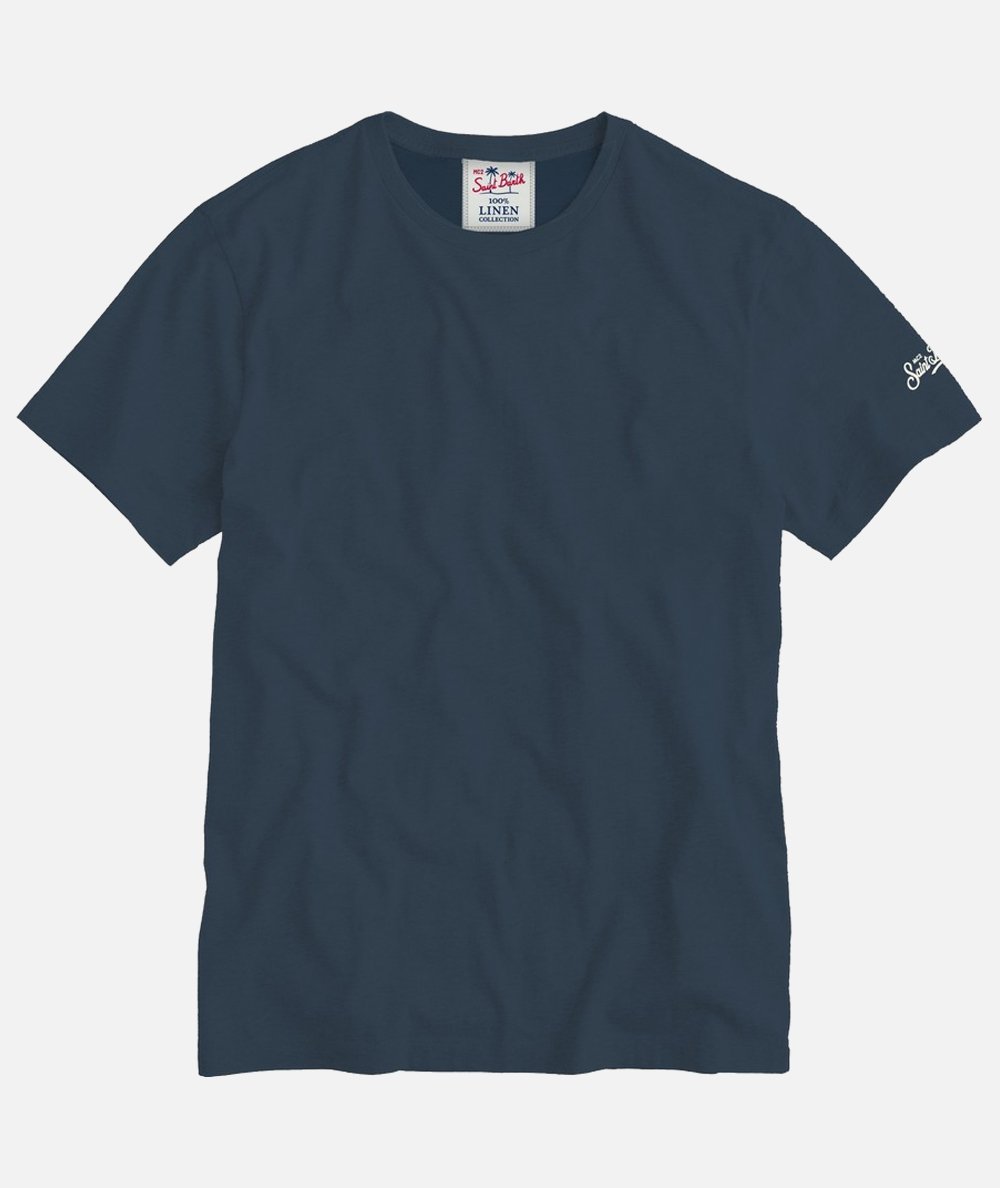 T-shirt da uomo in jersey di lino blu navy Ecstasea