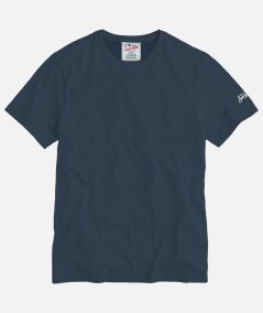 T-shirt da uomo in jersey di lino blu navy Ecstasea