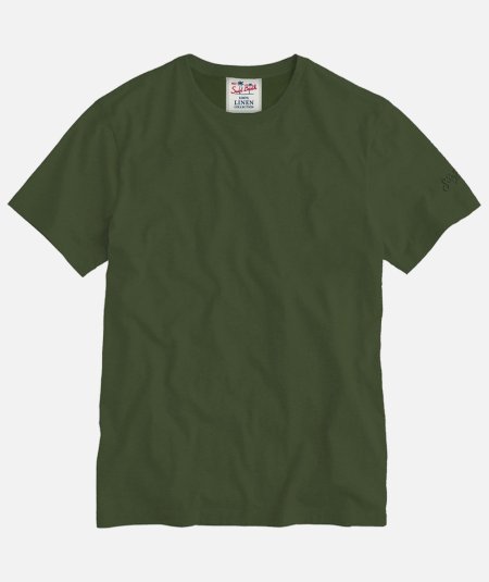 Ecstasea Men's Army Green Linen Jersey T-Shirt - Duepistudio ***** Abbigliamento, Accessori e Calzature | Uomo - Donna