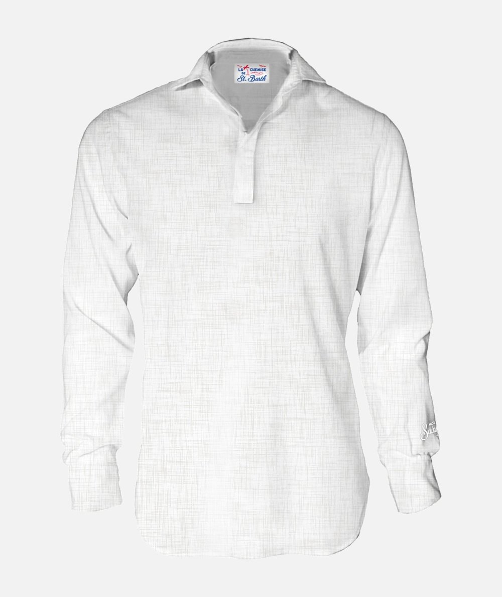 Ventotene Brown Long Sleeve Linen Polo