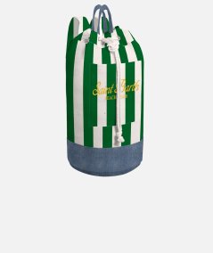 Green and white striped Saint Barth backpack bag
