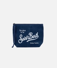 Aline clutch bag in navy blue linen