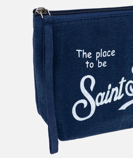 Pochette Aline in lino blu navy