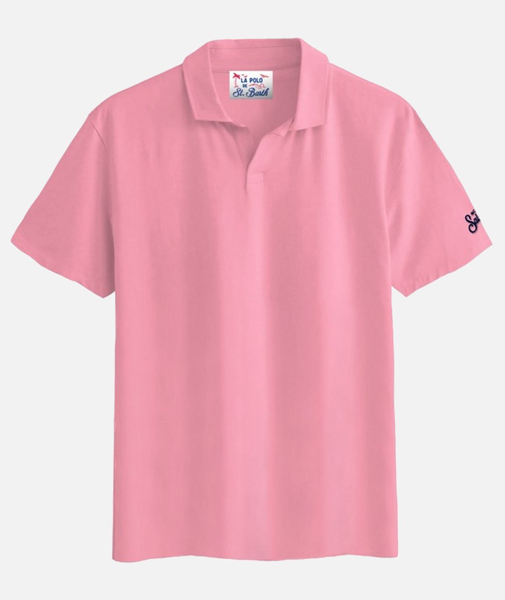 Polo da uomo in jersey di cotone rosa Brighton