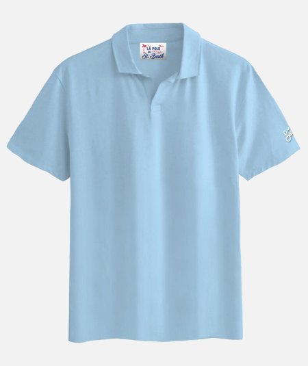 Brighton Light Blue Cotton Jersey Men's Polo Shirt - Duepistudio ***** Abbigliamento, Accessori e Calzature | Uomo - Donna