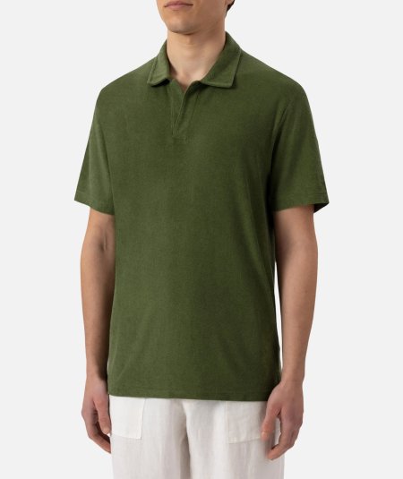 Polo Jeremy in spugna verde militare