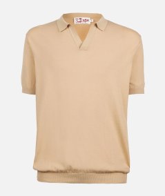Polo Sloan in maglia beige senza bottoni