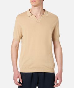 Polo Sloan in maglia beige senza bottoni