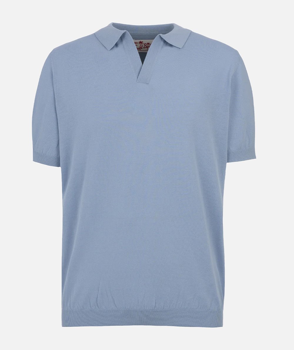 Polo Sloan in maglia azzurra senza bottoni