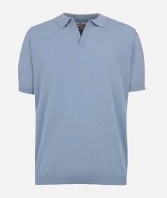 Sloan Polo Shirt in Blue Knit without Buttons