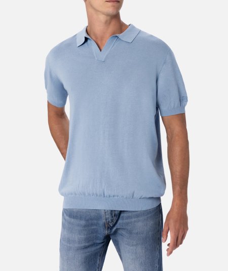 Polo Sloan in maglia azzurra senza bottoni
