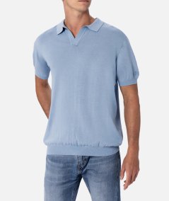 Polo Sloan in maglia azzurra senza bottoni
