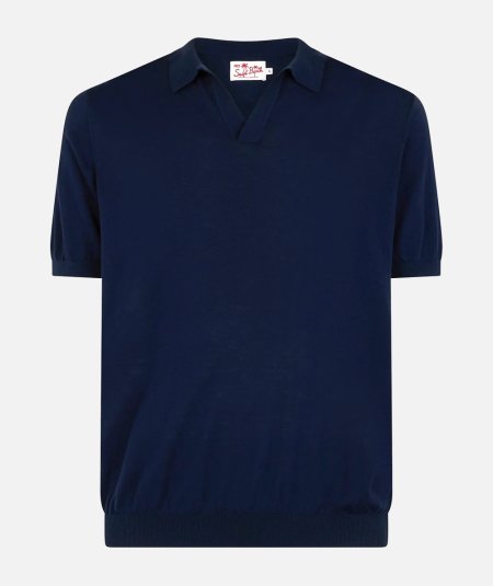 Sloan Buttonless Polo in Navy Blue Knit - Duepistudio ***** Abbigliamento, Accessori e Calzature | Uomo - Donna