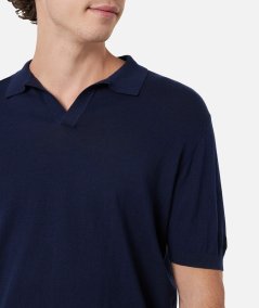 Polo Sloan senza bottoni in maglia blu navy