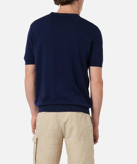 Polo Sloan senza bottoni in maglia blu navy