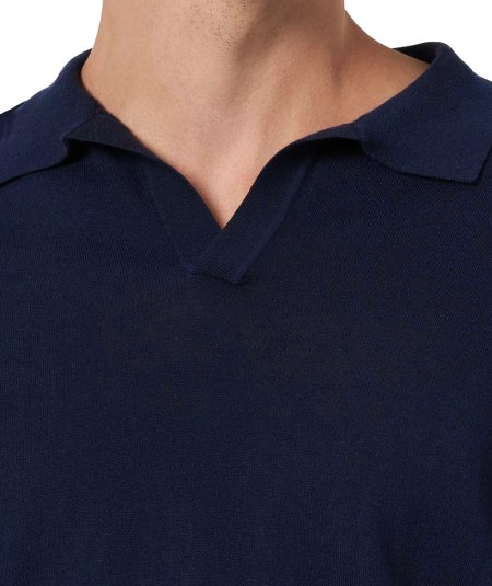 Sloan Buttonless Polo in Navy Blue Knit